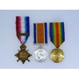 A W.W.1 group of three medals, awarded to 4739 S'jt F. Yeo, S. Wales Bord., comprising 1914 Star,