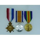 A W.W.1 group of three medals, awarded to M2-097953. Pte. W. P. Roberts, A.S.C., comprising a 1914-