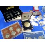 A Pobjoy Mint 1980 Isle of Man sterling silver Proof Coinage set, eight pieces, cased, and other