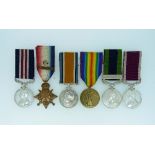 A Military medal group of six medals, awarded to 20734 Bmbr: E. T. Kingsland. III/HY: By: R.G.A. /