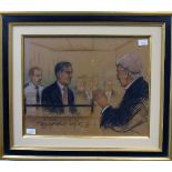 Elizabeth Cook (British, b.1948), 'Sentencing of Jonathan Aitken - Old Bailey - 8 June 1999',