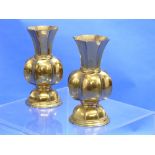 A pair of brass ecclesiastical style Vases, of shaped octagonal baluster form, 12¼in (31cm) high (