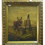 William Huggins (British, 1820-1884), Donkey and the Artist's Easel, oil on canvas, signed bottom