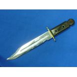 A 20thC shop display Bowie Knife, of large size, with plated 12-inch blade, bakelite handle and