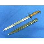 A W.W.2 period Swedish naval Mauser Bayonet, with 13-inch blade and steel scabbard, appears