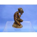 A 19thC bronze figure of Le Pêcheur à la coquille (The fisherboy with a shell), by Jean Baptiste