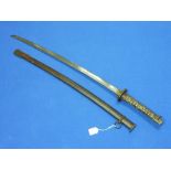 A W.W.2 period Japanese NCO Katana, pre-1936, with 27½-inch blade, Shin-Gunto brass tsuba and