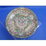 A Chinese famille rose medallion Charger, painted with figural panels and foliate decoration, square