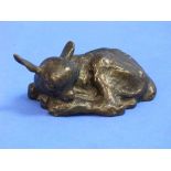 An early 20thC bronze figure of a sleeping Kid, signed Schorr (Raoh Schorr, 1901-1991), 5in (12.5cm)