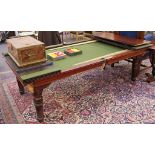 A Riley mahogany snooker table, believed to be c.1929, supplied with leaves for converting to use as