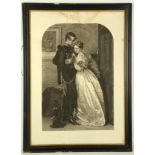 After John Everet Millais, 'The Black Brunswicker', engraving, framed, 62 x 42cm. Together with '