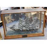 A cased model of Glengarry of Liverpool, Bldrs - Thomas Rydon & Sons, being a 3 masted clipper,