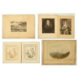 An interesting selection of engravings including ;TheSolway Sands' after Sam Bough, 'William Lynch