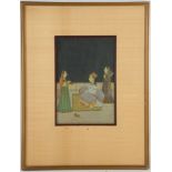 An old Persian gouache of a man on horseback, 31 x 23cm, framed, together with four other framed