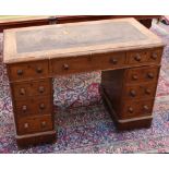 A late Victorian mahogany twin pedestal desk, leather insert to top, having 3 frieze drawers over