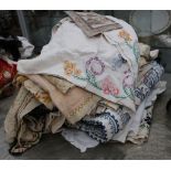 A quantity of domestic linen, including some embroidered items (Qty).