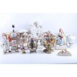 A collection of European 19th and 20th Century porcelain items to include a Naples figural group