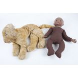 A German bisque headed soft bodied child's doll, back of head stamped W.A.M. - Germany, also