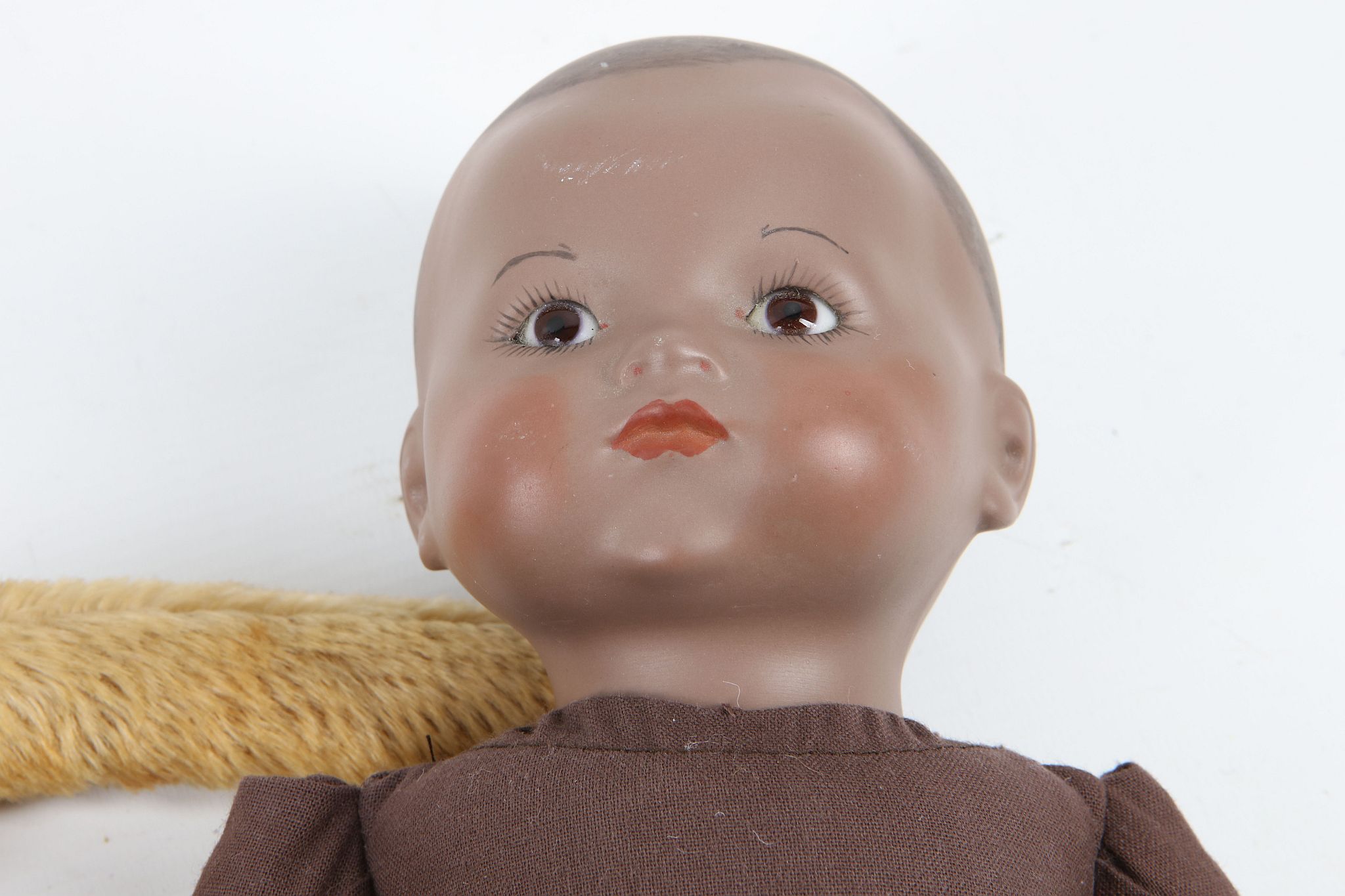 A German bisque headed soft bodied child's doll, back of head stamped W.A.M. - Germany, also - Image 2 of 3