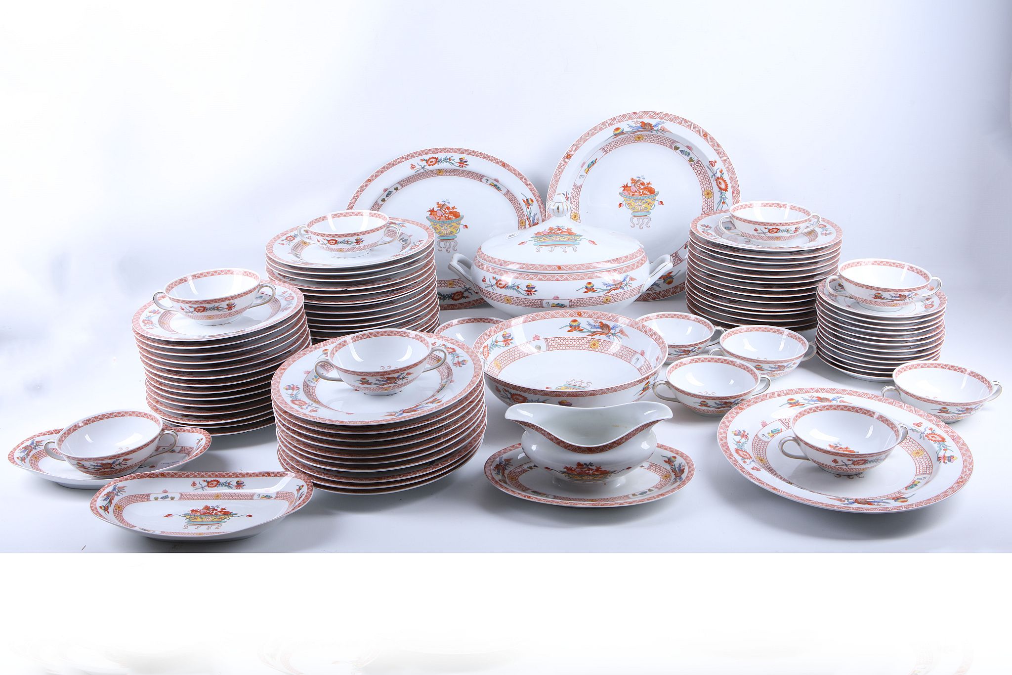 A large collection of French Limoges fine porcelain dinner service by L. Barnardaud & Co., in 'Fou