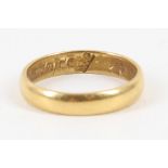 An antique yellow gold posy ring, possibly 17th Century, engraved internally in script 'In Thee My