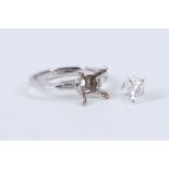 A fine princess cut 'D' coloured diamond single stone ring weighing 2.05ct, claw set in 18ct white