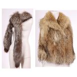 WOLF FUR GILET, together with a silver fox stole (2)