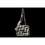 EMILIO PUCCI HANDBAG, black and white patterned cotton, with silver tone hardware, 18cm wide, 15cm