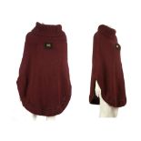 DOLCE AND GABBANA KNITTED PLUM COLOURED PONCHO TOP, with chunky roll neck, no size