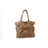 MARC JACOBS MUSHROOM LEATHER HANDBAG, with brass front nameplate, deep front pocket, 41cm wide, 46cm