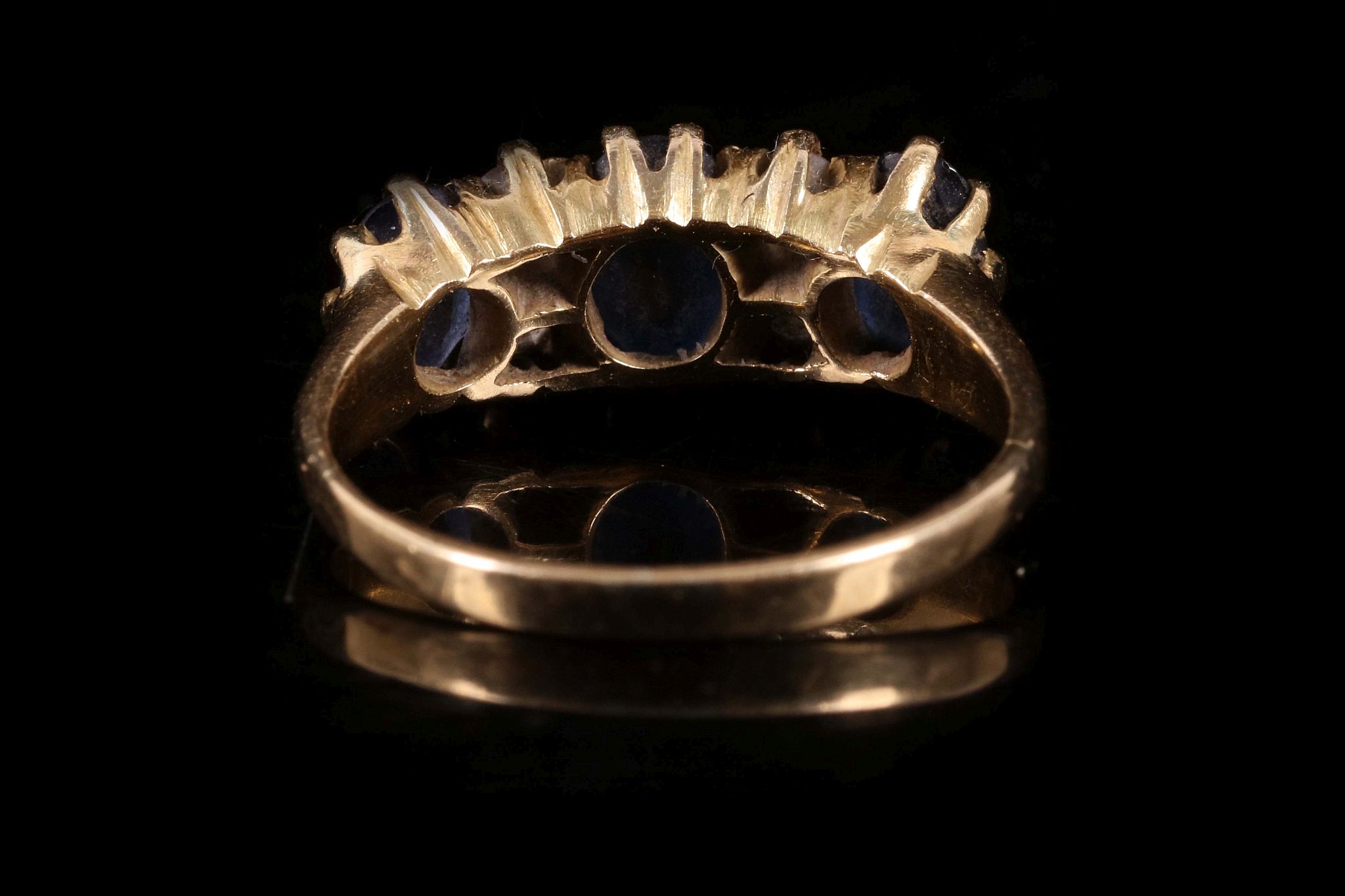 A late Victorian sapphire and diamond seven stone ring, mounted in 18ct yellow gold. - Image 2 of 2