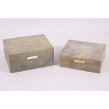 Two Art Deco shagreen covered boxes, having ivory handles, circa 1930's