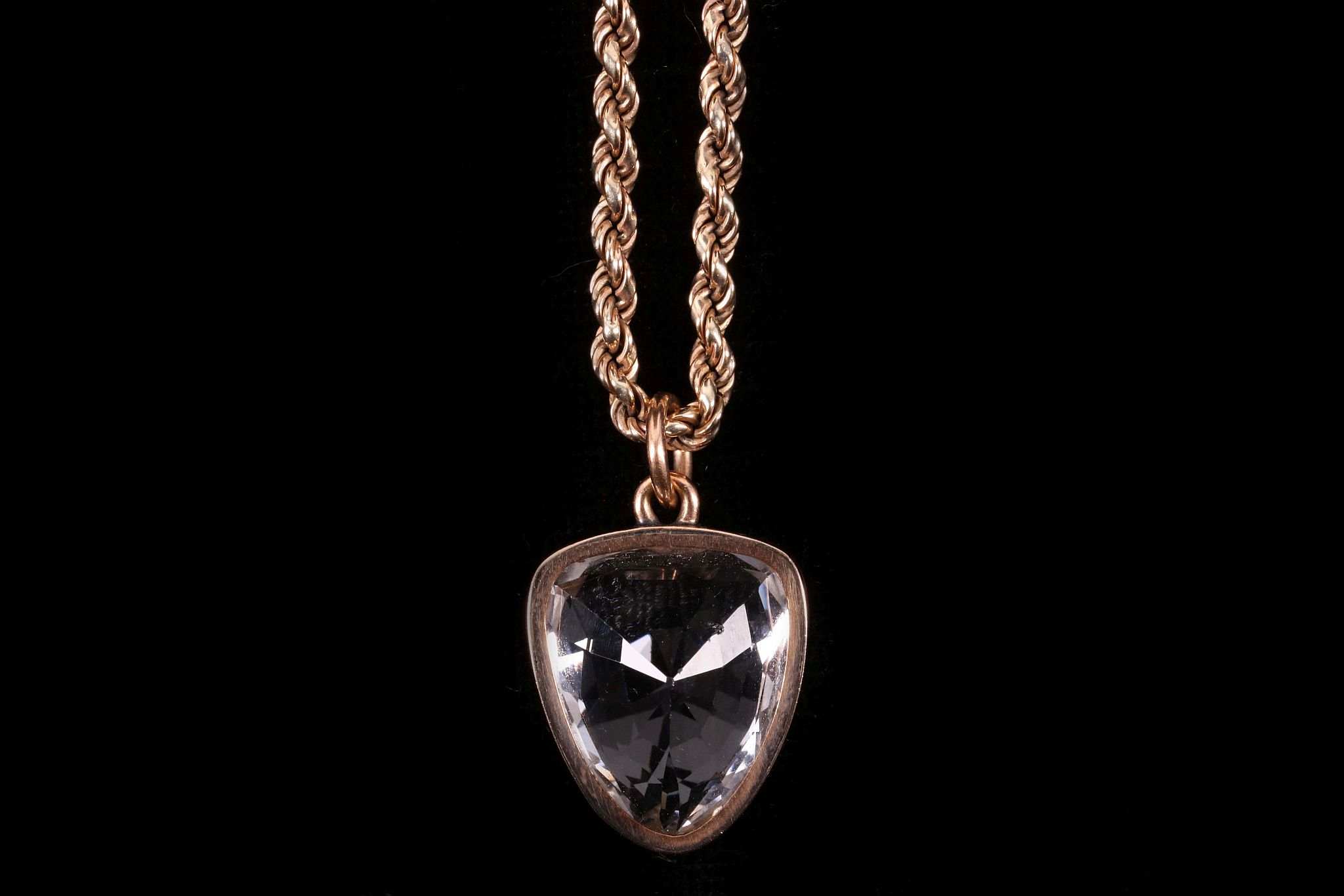 An antique gold and crystal pendant, the mixed cut crystal in a collet mount, on a 9 carat yellow - Image 3 of 3