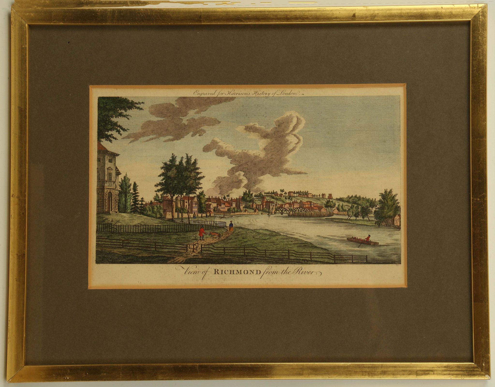 From Harrison's History of London, a set of three colour engravings: 'Richmond from the River', 'Kew - Image 5 of 6