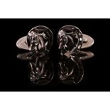 A pair of vintage Danish silver horseshoe and head cufflinks.