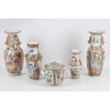 A selection of 19th Century Canton famille rose porcelain to include 4 vases of varying sizes and