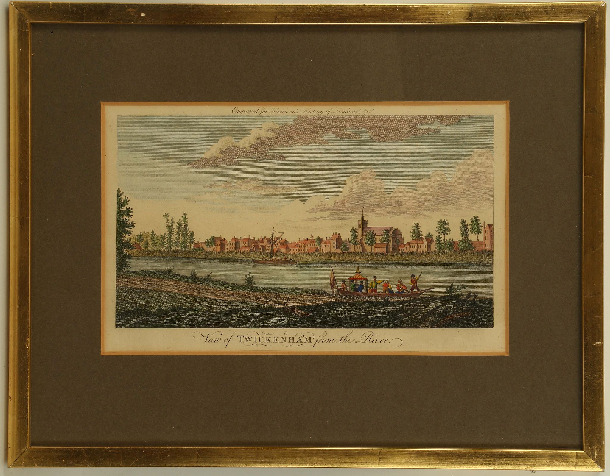 From Harrison's History of London, a set of three colour engravings: 'Richmond from the River', 'Kew - Image 3 of 6