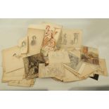 Joseph Clark 1834-1926. A good collection of original drawings and watercolour sketches. Interior