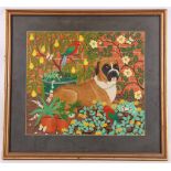Syliva Emmons, acrylic, 'Boxer Dog', signed and framed. 34 x 39cm.