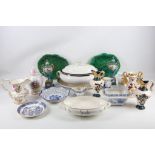 An interesting collection of ceramic items, 19th century and later, to include a pair of green