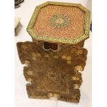 A 19th Century Kashmiri occasional octagonal table, richly decorated in red with raised gilt