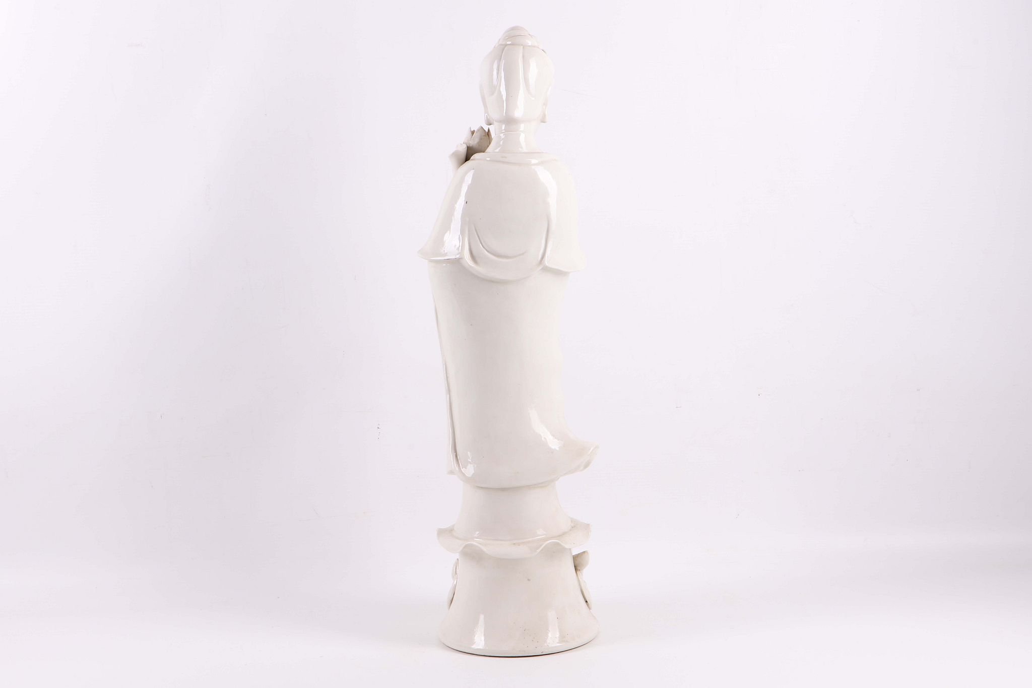 A 19th Century Chinese blanc de chine porcelain figure of Guanyin. 56cm tall. A/F: some chipping - Image 2 of 3