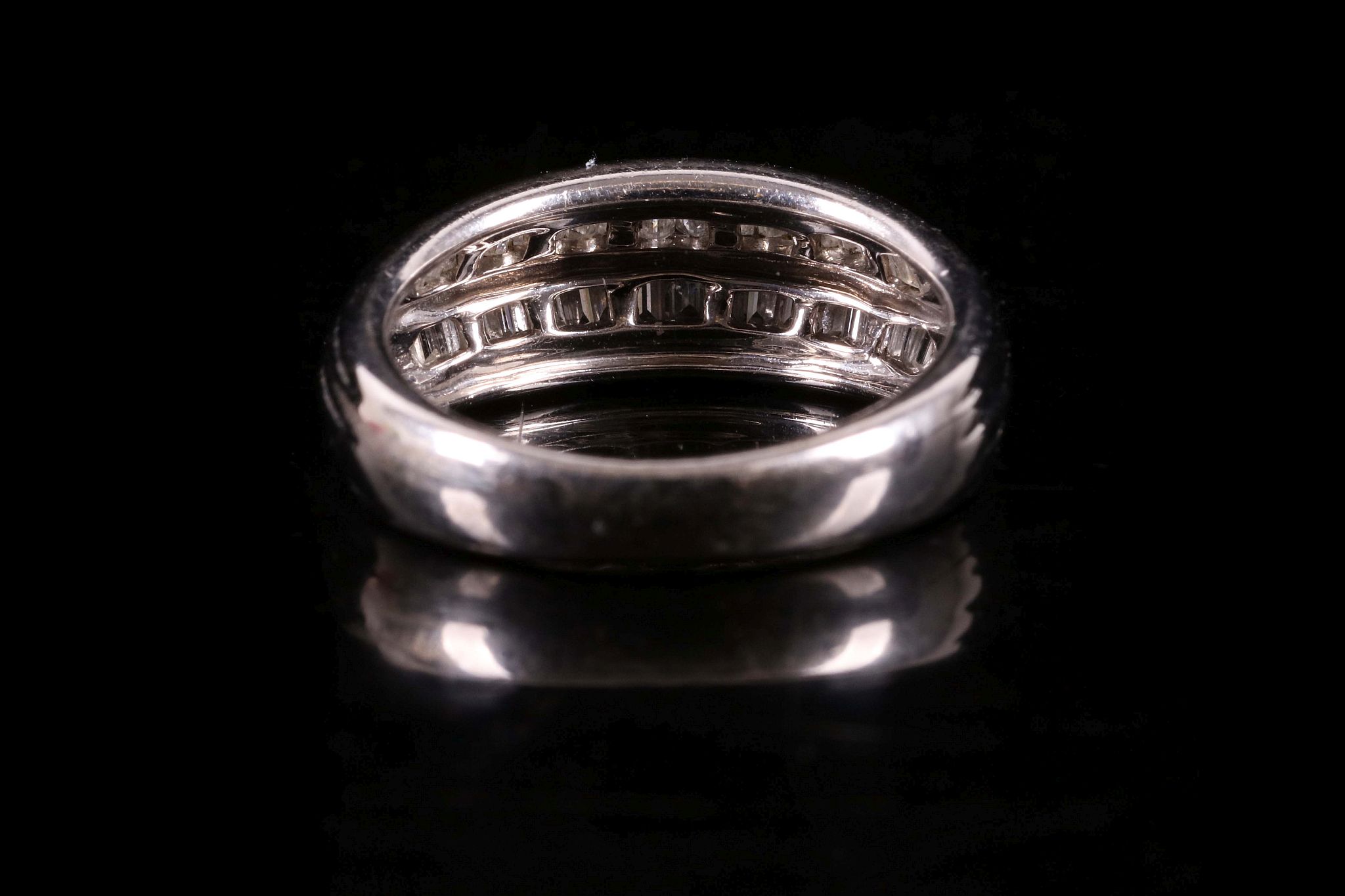 A c.1990's 14k white gold and diamond set double row half eternity ring. Size: K. - Image 2 of 2