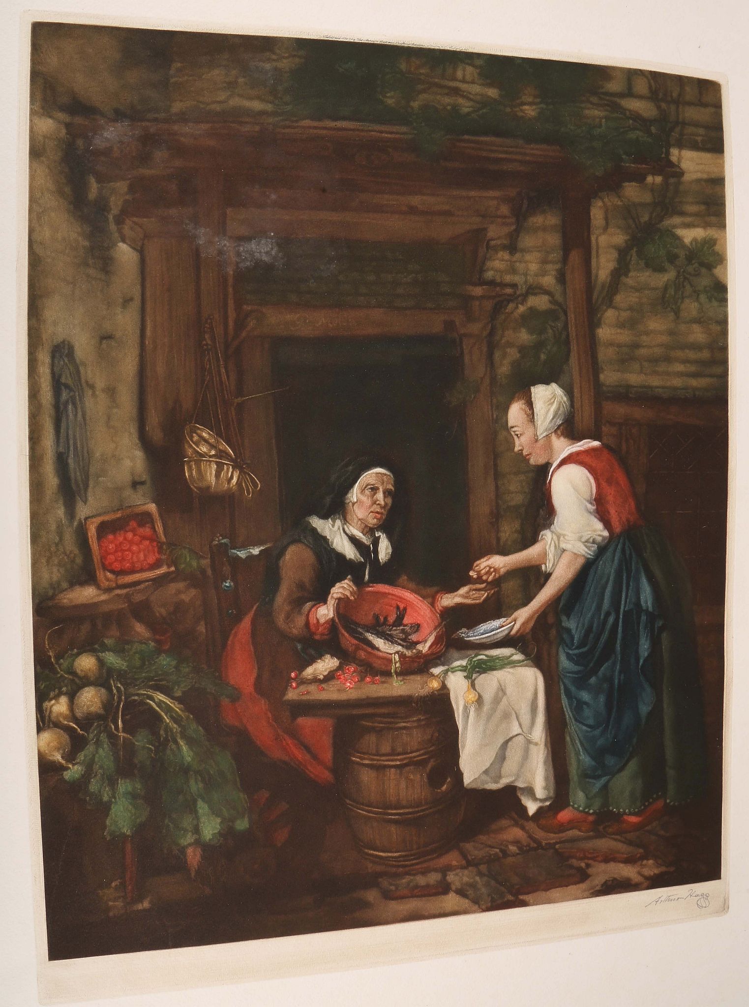 Arthur Hogg 1913 -, a series of 5 signed mezzotints after Gabriel Metsu, together with a further - Image 3 of 9