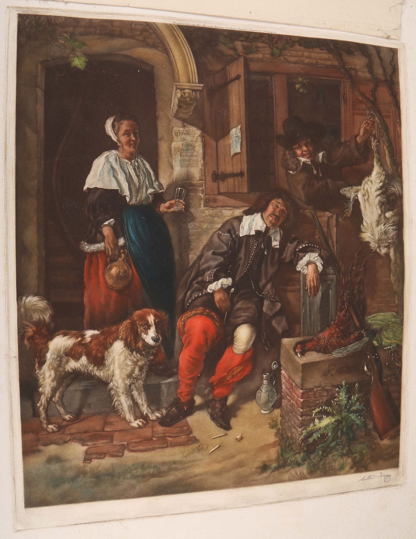 Arthur Hogg 1913 -, a series of 5 signed mezzotints after Gabriel Metsu, together with a further - Image 4 of 9