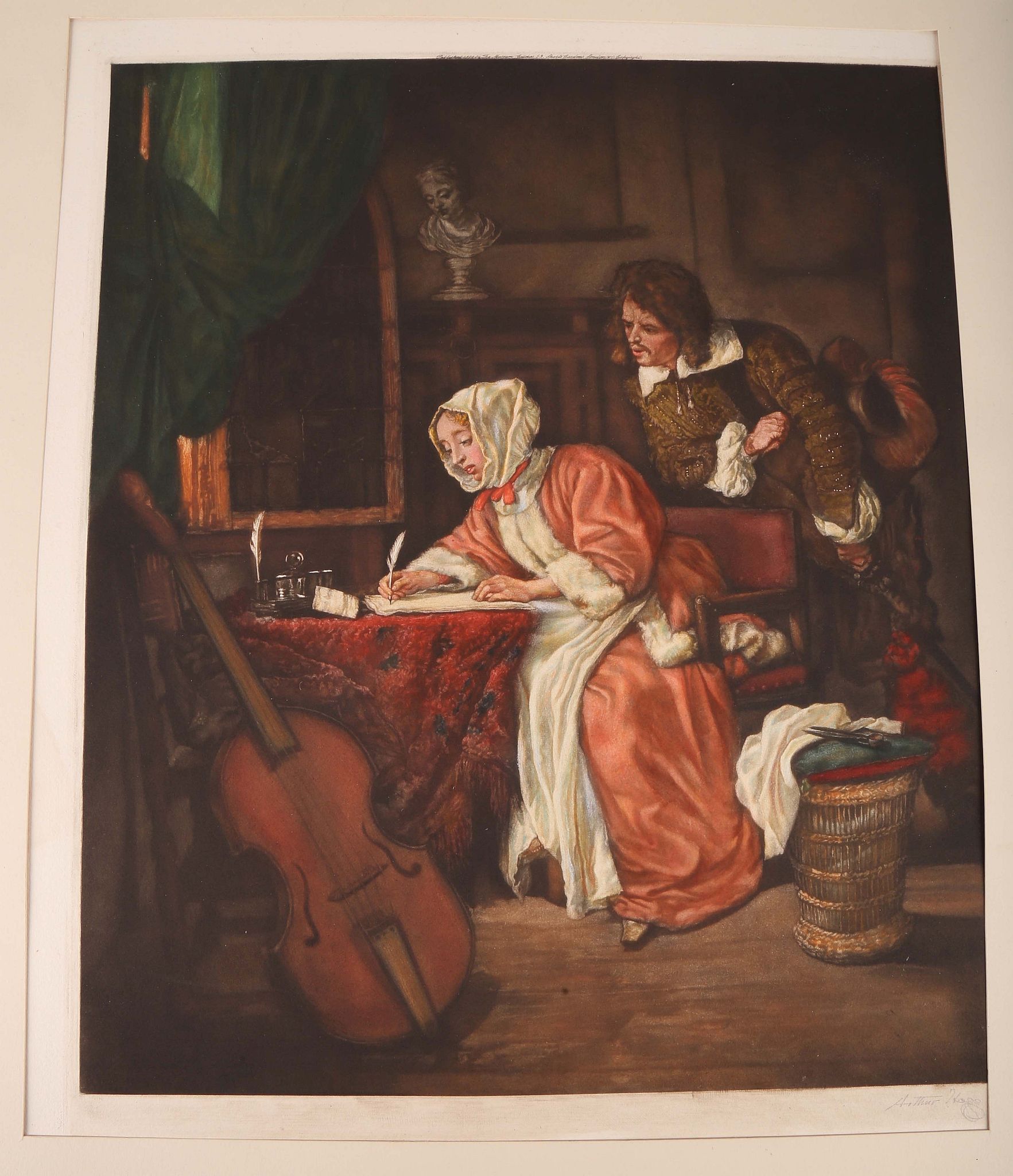 Arthur Hogg 1913 -, a series of 5 signed mezzotints after Gabriel Metsu, together with a further