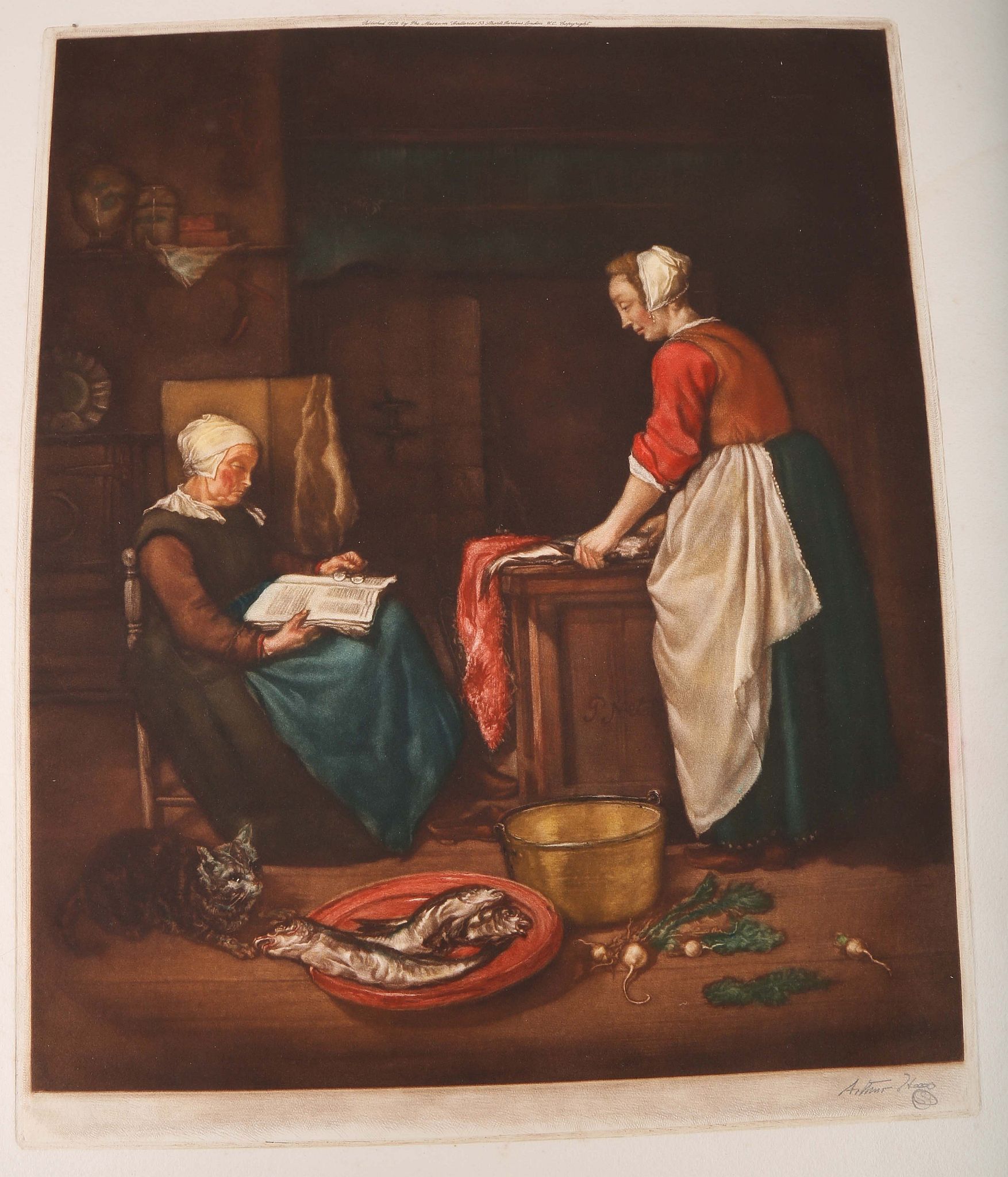 Arthur Hogg 1913 -, a series of 5 signed mezzotints after Gabriel Metsu, together with a further - Image 2 of 9