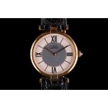 GENTS 'MUST DE CARTIER' RONDE. A gents Must De Cartier' Vermeil (.925 silver gilt) Ronde wristwatch,