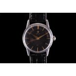A Gents C.1960's stainless steel cased 'Omega Seamaster 30' wristwatch, with black dial, gilt