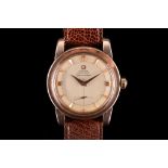 A gents vintage gold capped 'Omega Seamaster' automatic wristwatch, with two tone champagne dial,